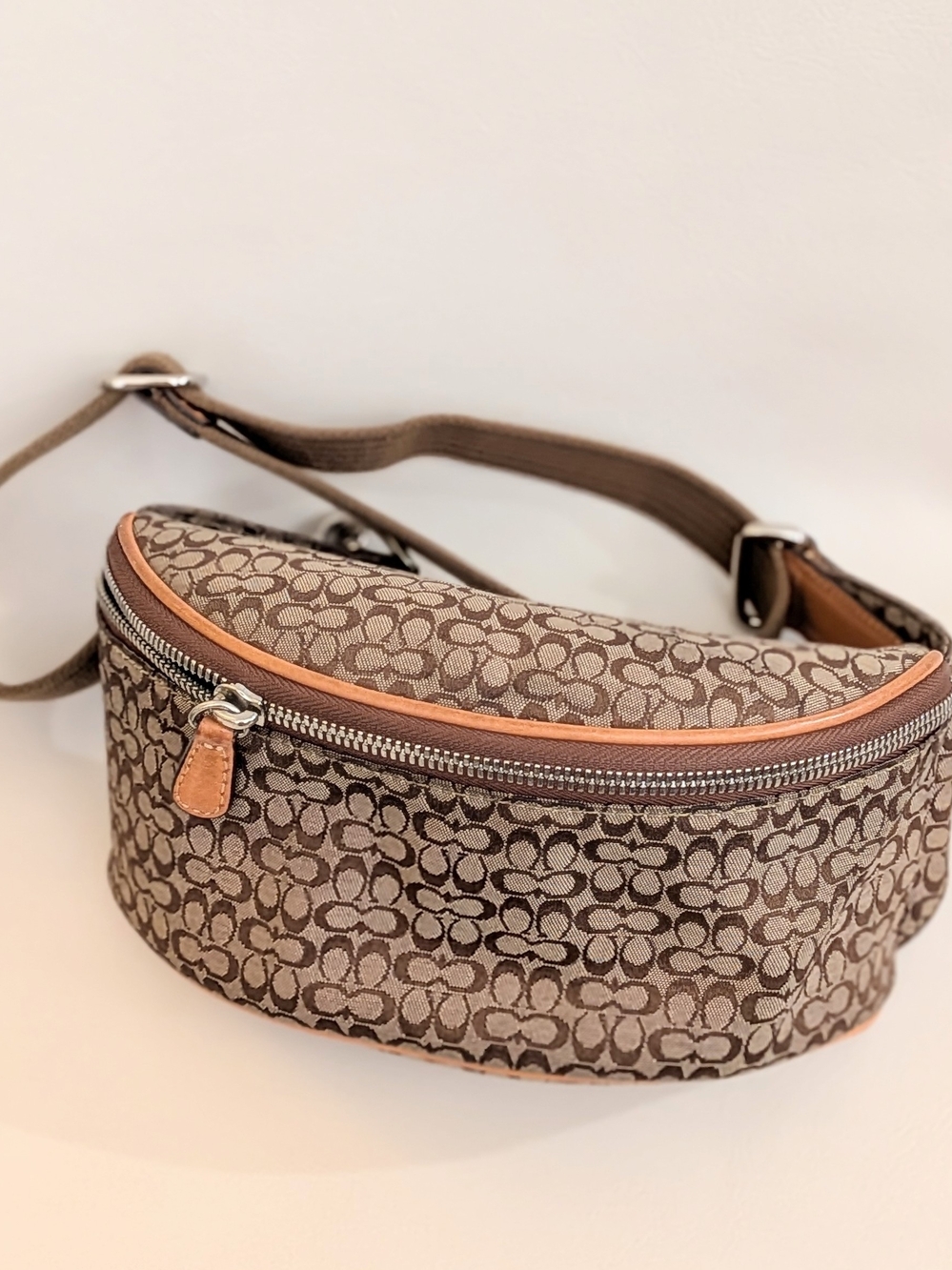 Coach Signature Monogram Belt Bagpouch Sling Bag